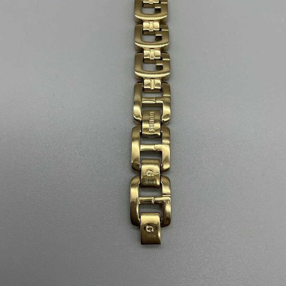 Guess L10644L1 Womens Watch 18mm Gold Tone Logo G Band New Battery 7.5
